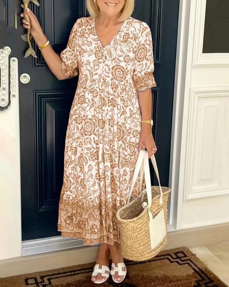 Ellie | Robe Fleurie V-Cou Élégante