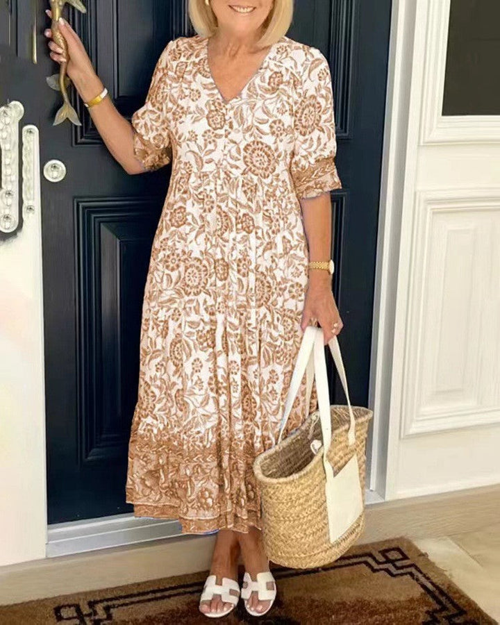 Ellie | Robe Fleurie V-Cou Élégante