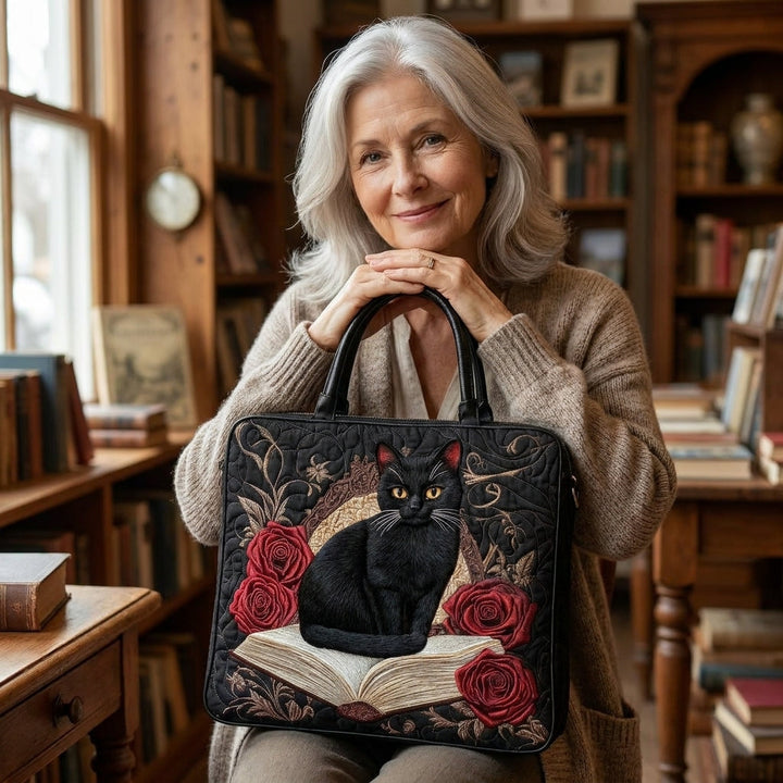Sac Artisan Matelassé - Chat Noir sur Livres