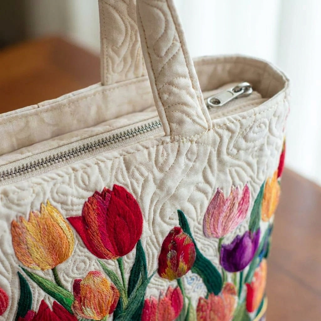 Sac fourre-tout matelassé - Jardin de tulipes