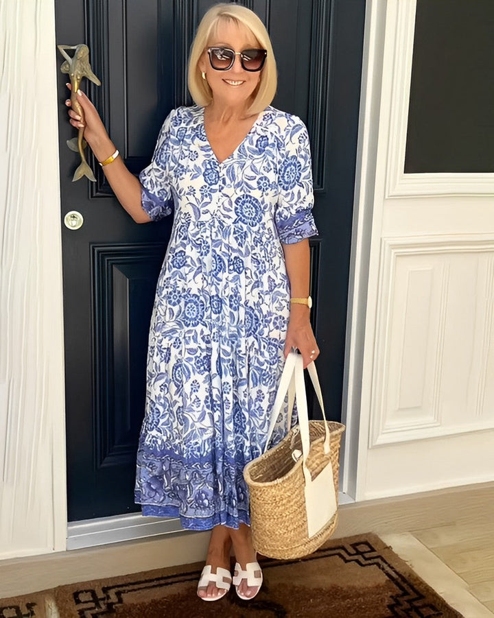 Ellie | Robe Fleurie V-Cou Élégante