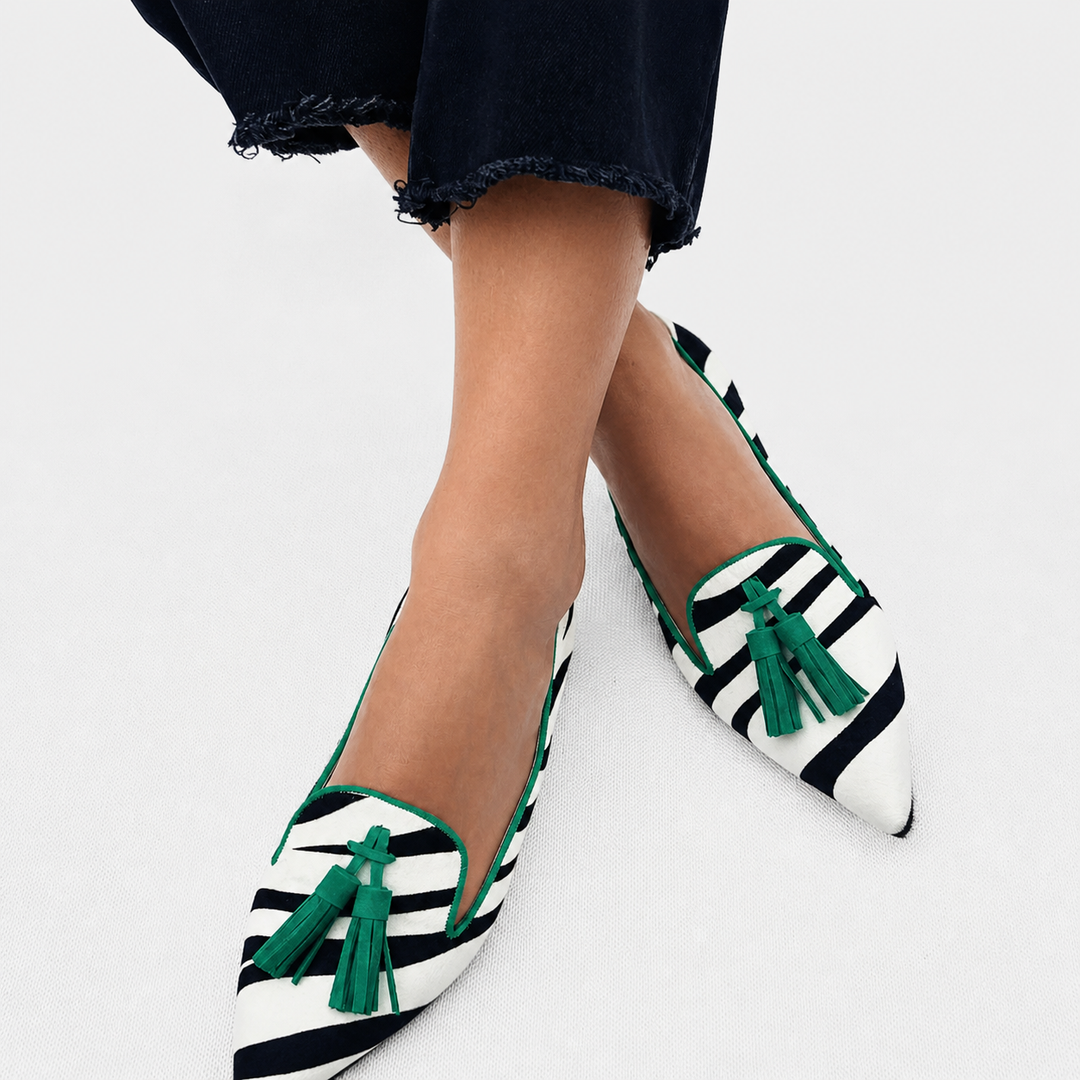 Riane™ | Mocassins Zebra Vert