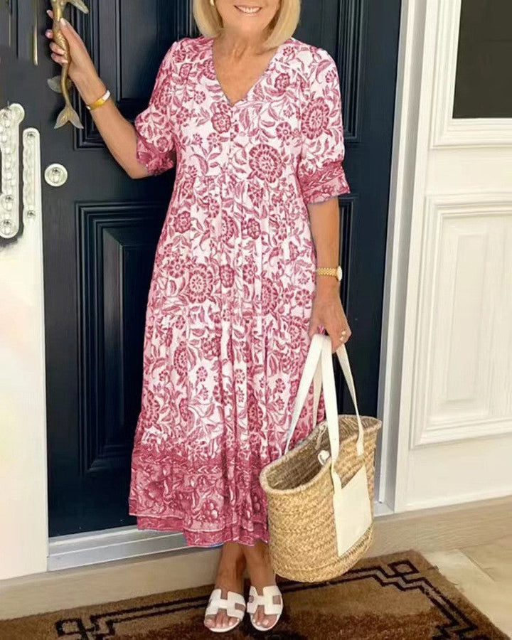 Ellie | Robe Fleurie V-Cou Élégante