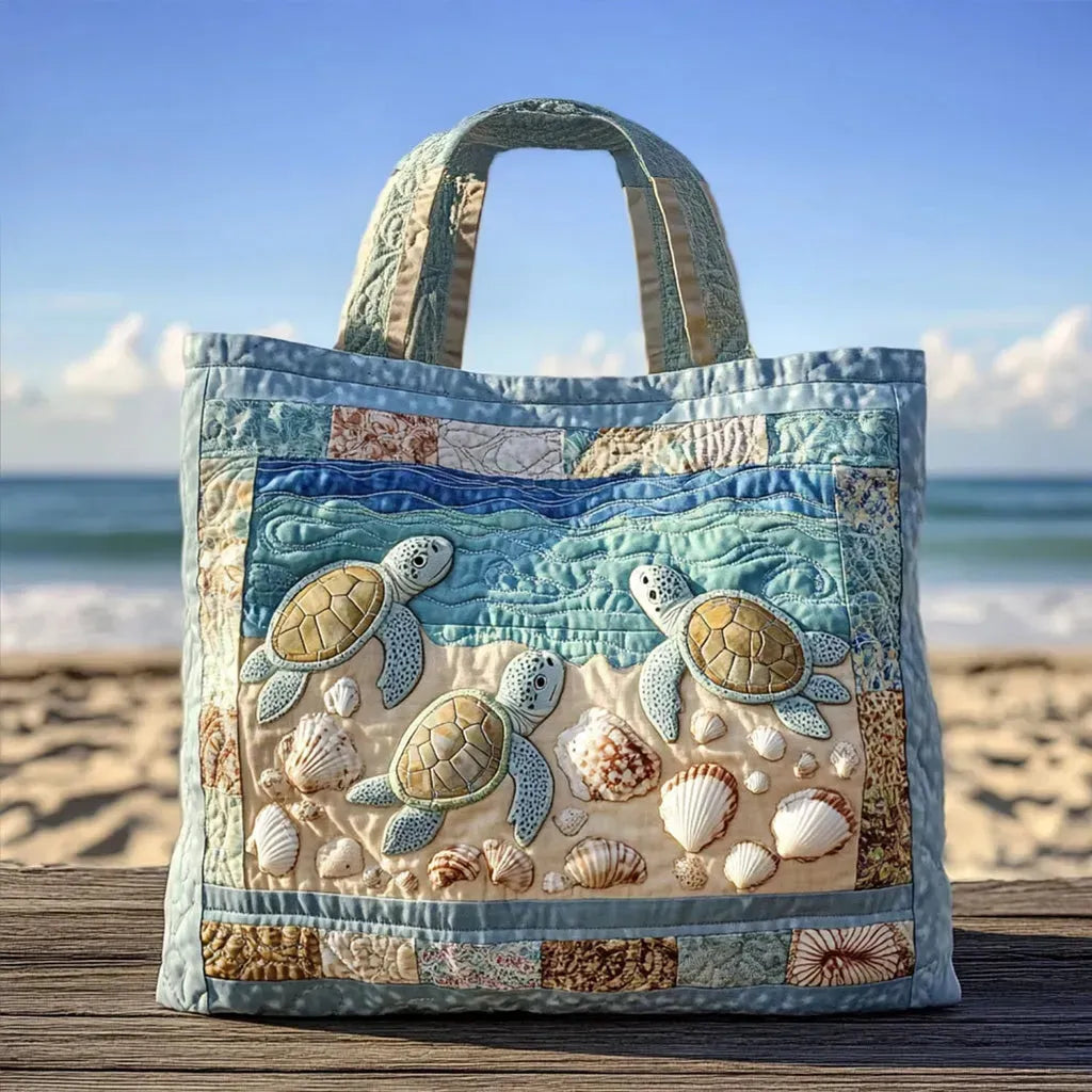 Sac à provisions matelassé artisanal - Tortues marines