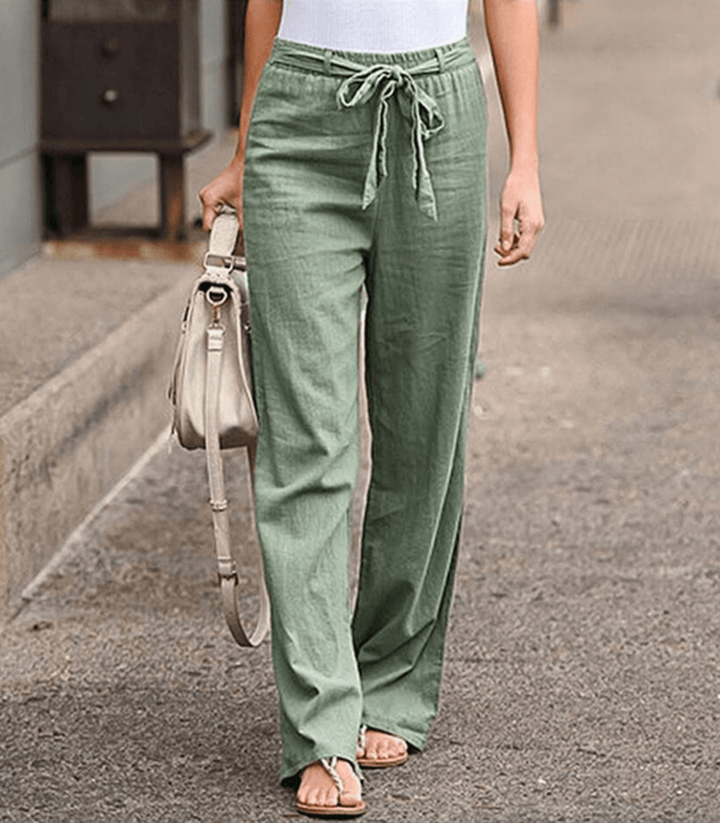 Joleen - Pantalons Relax Femme Avec Corde Et Taille Élastique