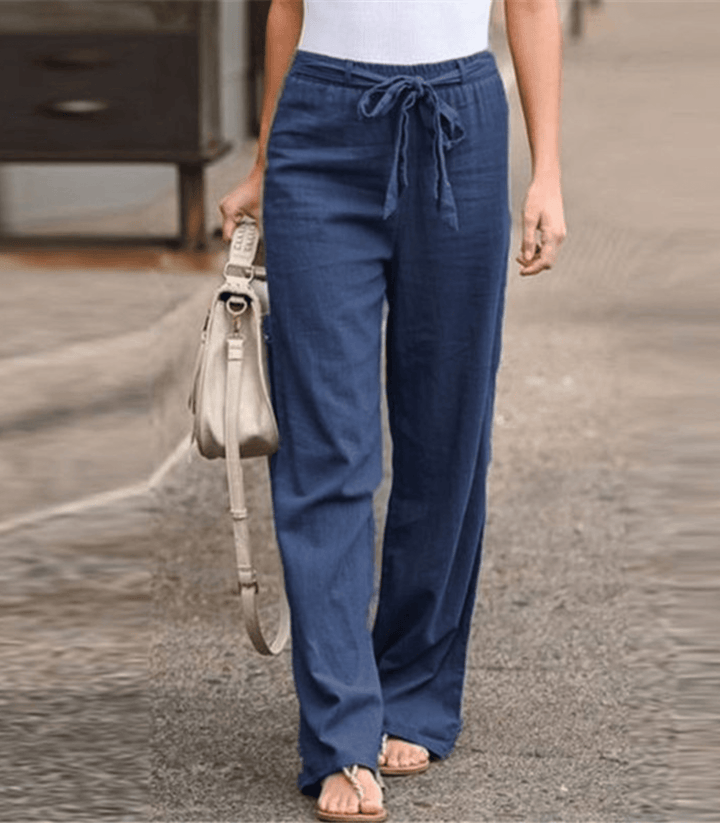 Joleen - Pantalons Relax Femme Avec Corde Et Taille Élastique