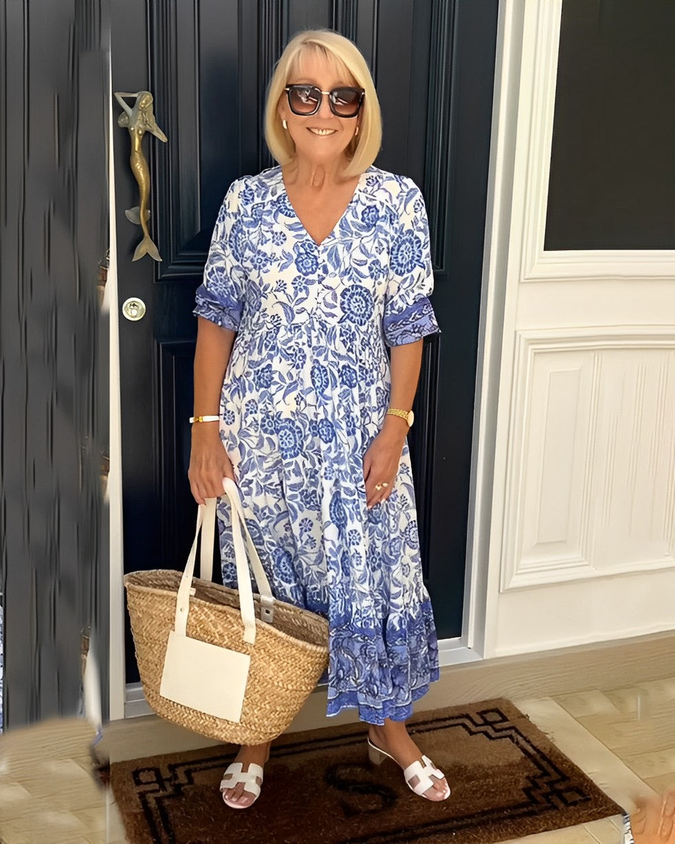 Ellie | Robe Fleurie V-Cou Élégante