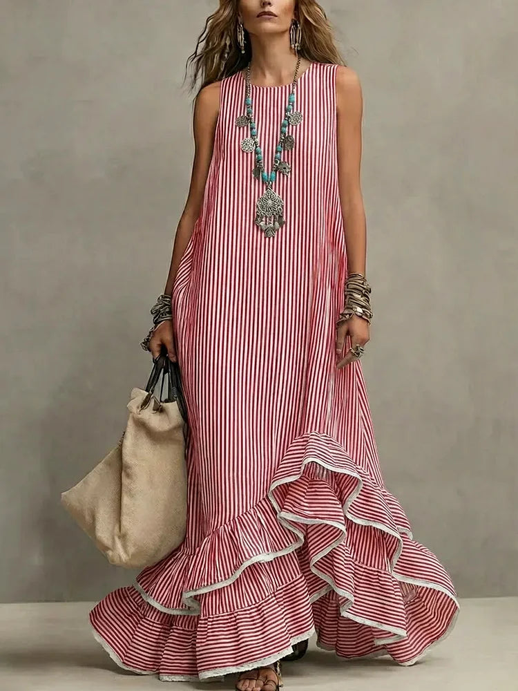 Grâce  | Robe Maxi Décontractée à Volants Rétro