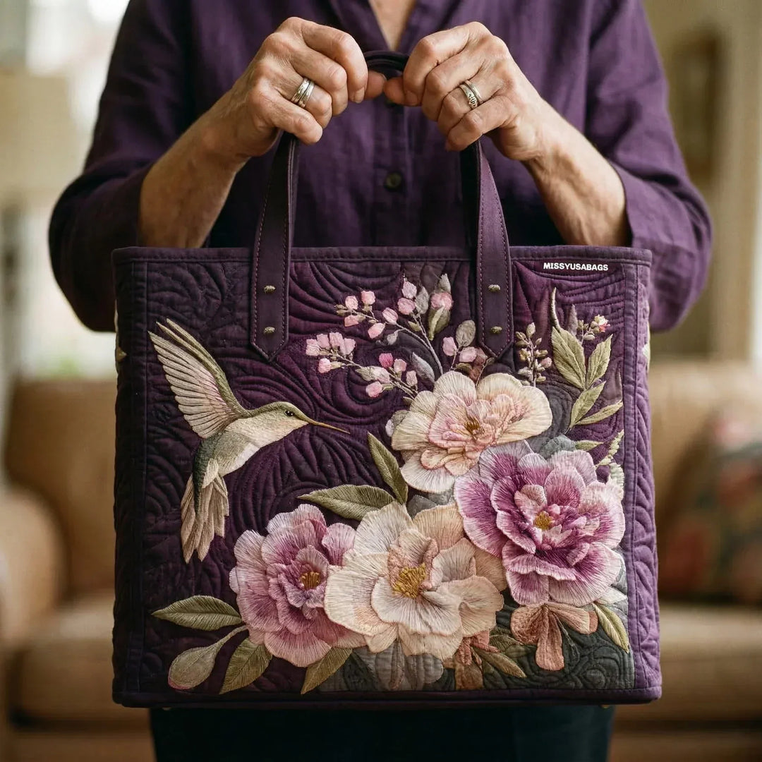 Sac Matelassé Artisanal - Colibris et Orchids