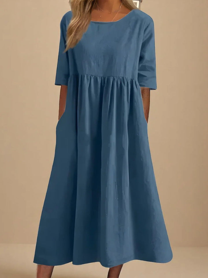 Hailey™ | Robe Midi à Manches Trois Quarts Coupe Relaxée