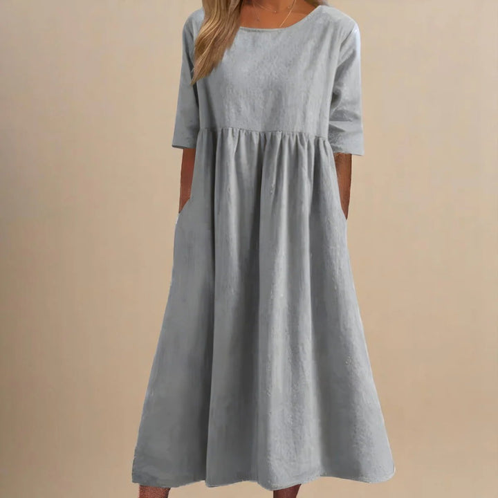 Hailey™ | Robe Midi à Manches Trois Quarts Coupe Relaxée