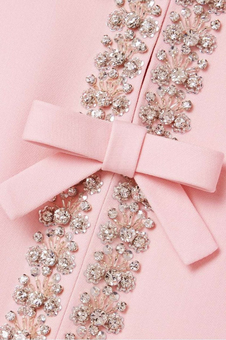 Zoe | Robe midi avec nœud et embellissements en cristal
